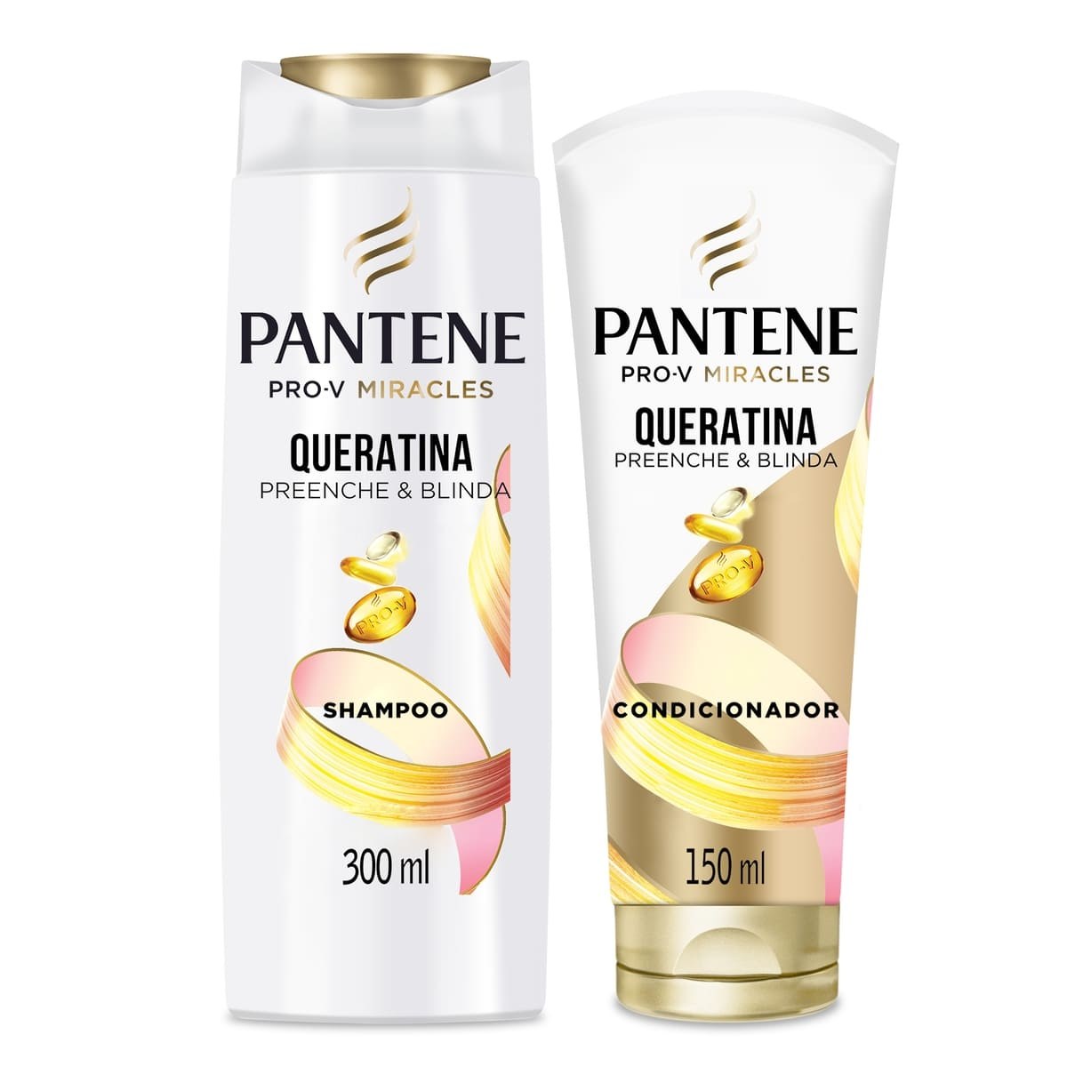 Kit Shampoo Pantene Pro-V Pro-V Miracles Queratina Preenche & Blinda 300ml 1 Uni + Condicionador Miracles Queratina 150ml 1 Uni — Pantene | Farmácia Resyla