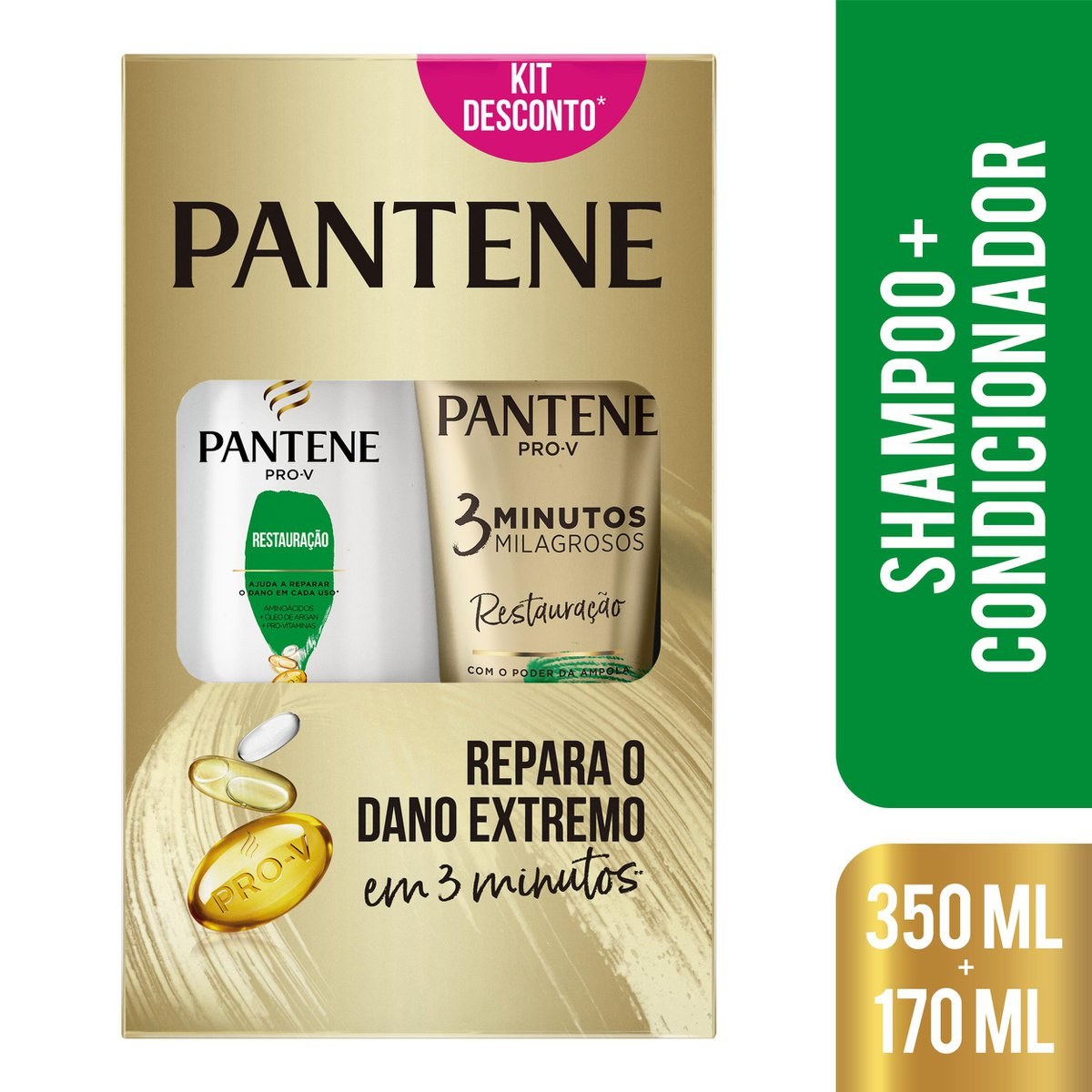 Kit Shampoo Pantene Pro-V Restauração 350ml 1 Uni + Condicionador Pantene Pro-V Restauração 3 Minutos Milagrosos 170ml 1 Uni — imagem 2 | Farmácia Resyla