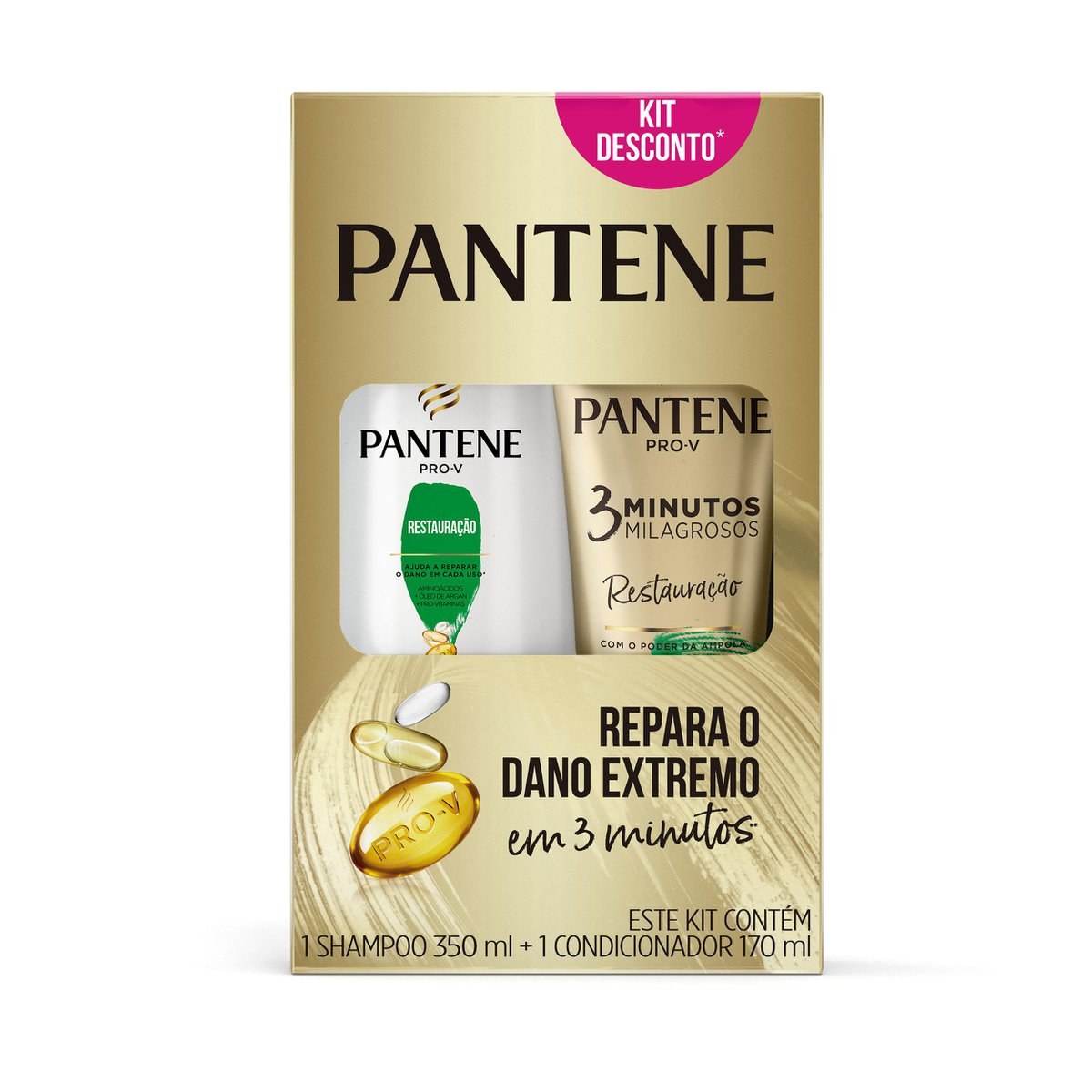 Kit Shampoo Pantene Pro-V Restauração 350ml 1 Uni + Condicionador Pantene Pro-V Restauração 3 Minutos Milagrosos 170ml 1 Uni — imagem 3 | Farmácia Resyla