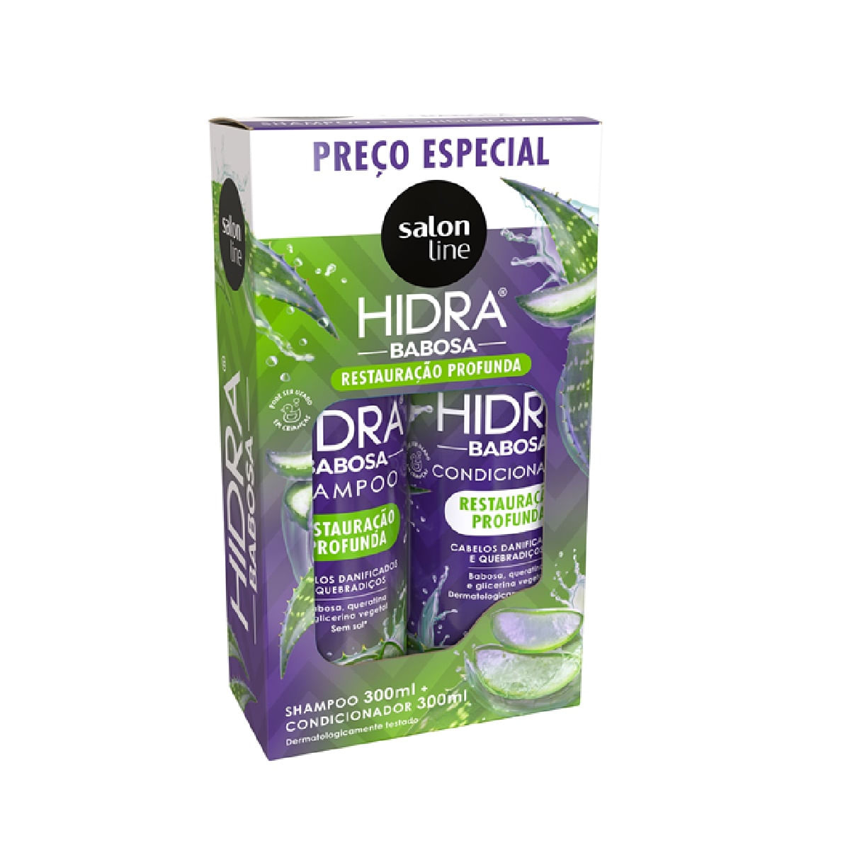 Kit Shampoo Salon Line Hidra Babosa Restauração Profunda 300ml 1 Uni + Condicionador Babosa Restauração Profunda 300ml 1 Uni — Salon Line | Farmácia Resyla