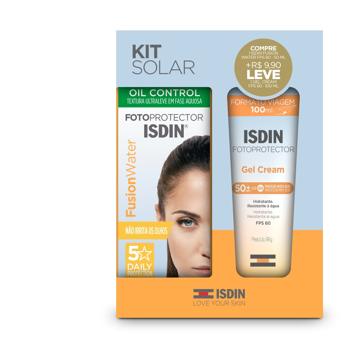 Kit Solar Isdin Duo Fps60 Fusion Water 50ml + Gel Cream Corporal 100ml — Isdin | Farmácia Resyla