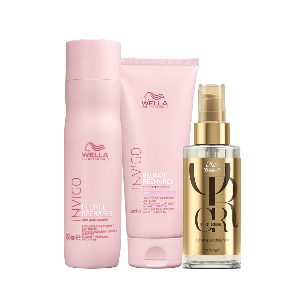 Kit Wella Invigo Cool Blonde Recharge- Shampoo 250 ml + Condicionador 200 ml + Óleo 30 ml — imagem 3 | Farmácia Resyla