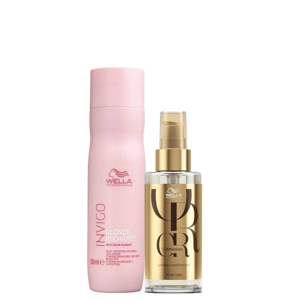 Kit Wella Invigo Cool Blonde Recharge- Shampoo 250 ml + Óleo 30 ml — Wella Professionals | Farmácia Resyla