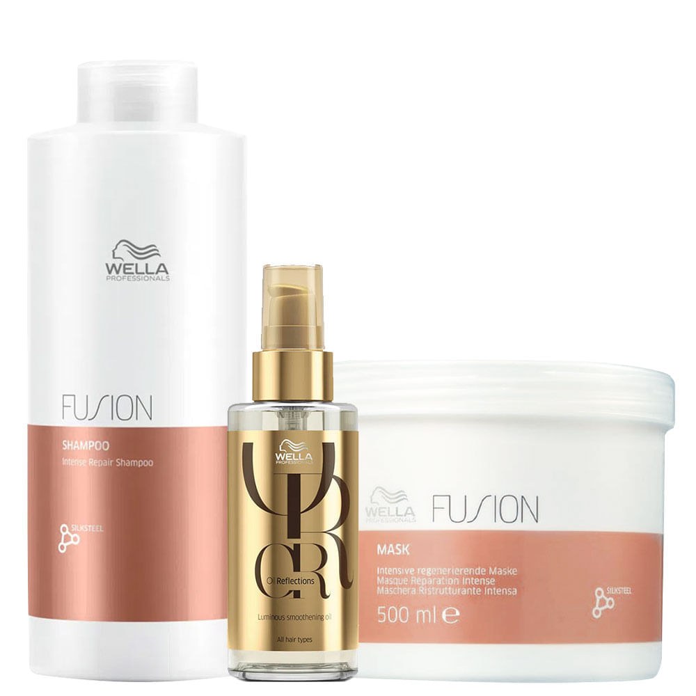 Kit Wella Professionals Fusion - Shampoo 1000 ml + Máscara 500 ml + Óleo 100 ml — Wella Professionals | Farmácia Resyla