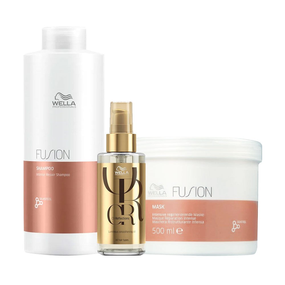Kit Wella Professionals Fusion - Shampoo 1000 ml + Máscara 500 ml + Óleo 100 ml — imagem 3 | Farmácia Resyla