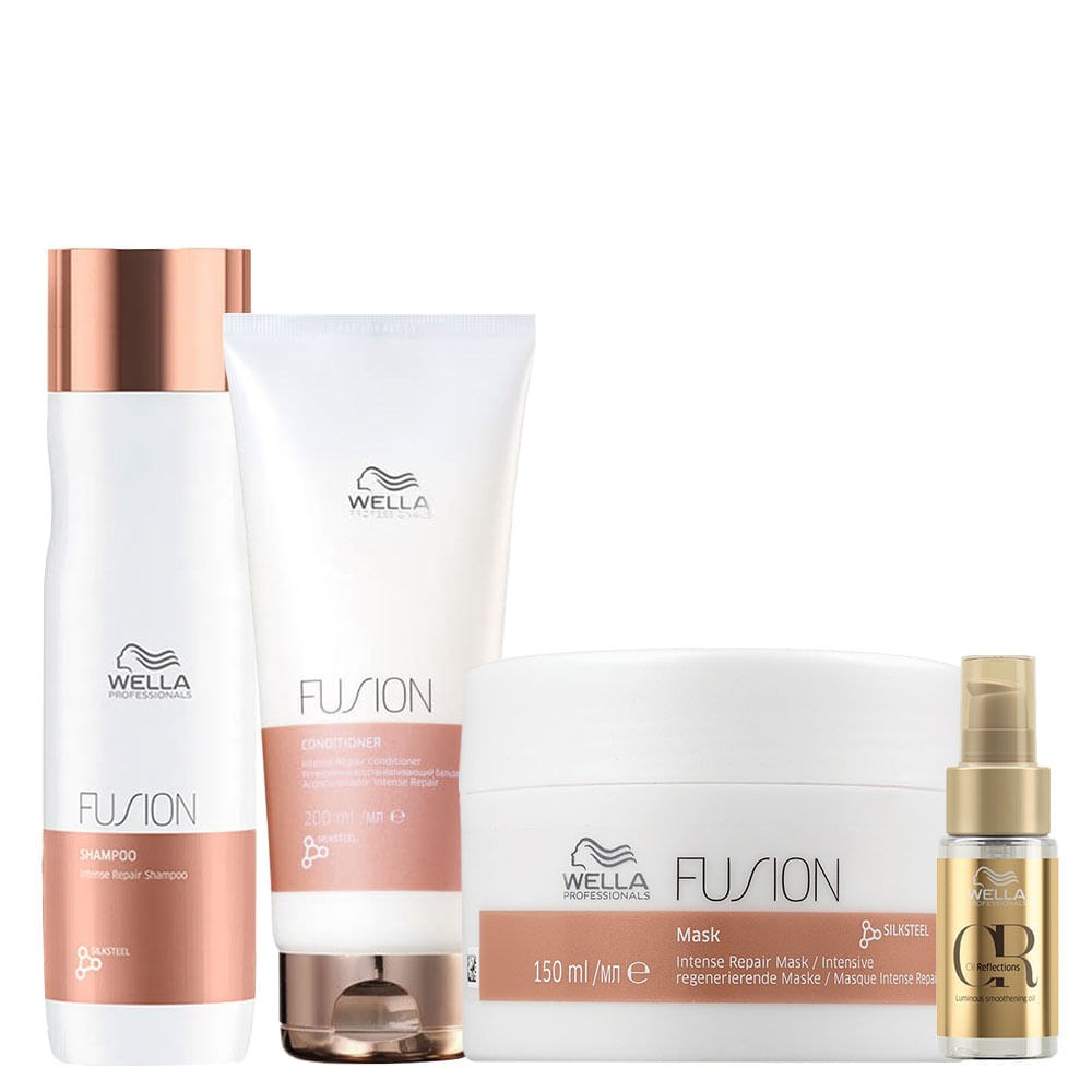 Kit Wella Professionals Fusion - Shampoo 250 ml + Condicionador 200 ml + Máscara 150 ml + Óleo 30 ml — Wella Professionals | Farmácia Resyla