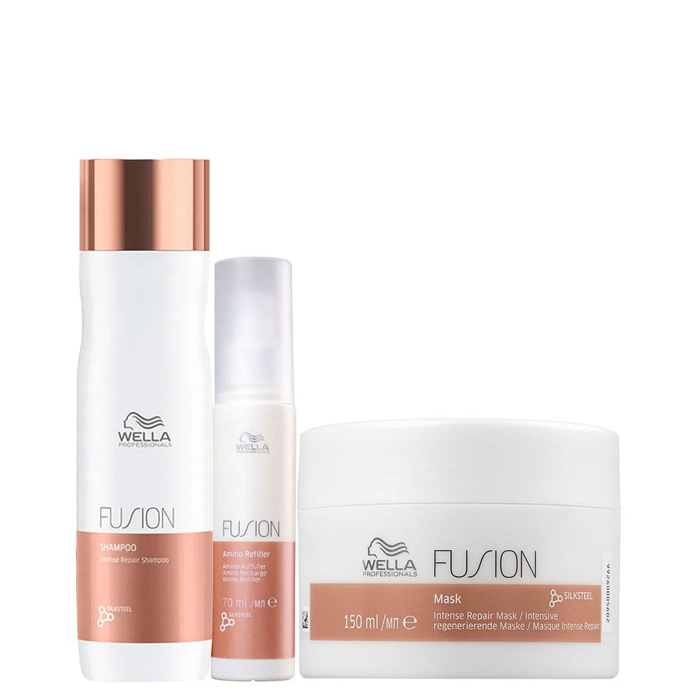 Kit Wella Professionals Fusion - Shampoo 250 ml + Máscara 150 ml + Tratamento Reconstrução 70 ml — Wella Professionals | Farmácia Resyla