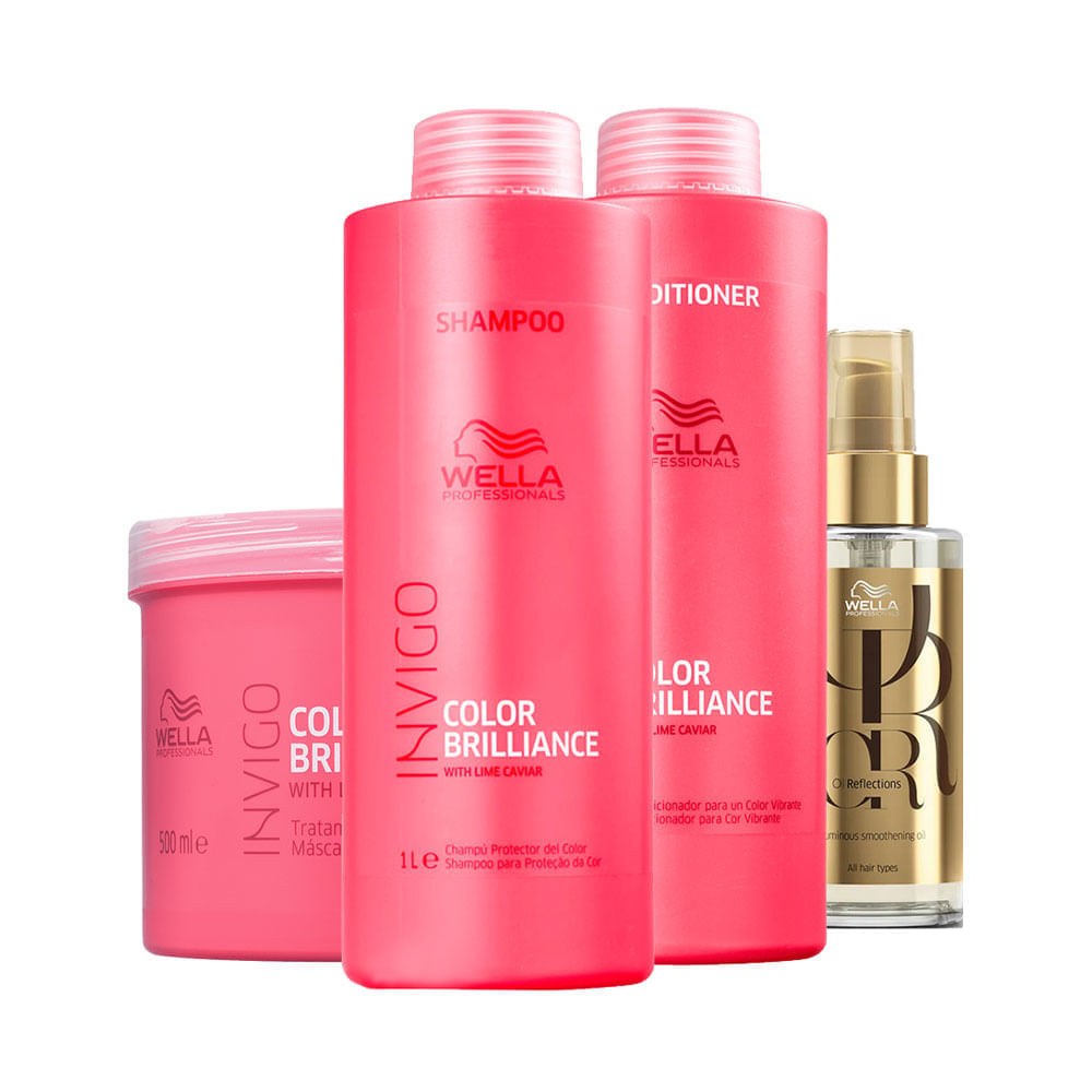 Kit Wella Professionals Invigo Color Brilliance - Shampoo 1000 ml + Condicionador 1000 ml + Máscara 500 ml + Óleo Capilar 100 ml — imagem 4 | Farmácia Resyla
