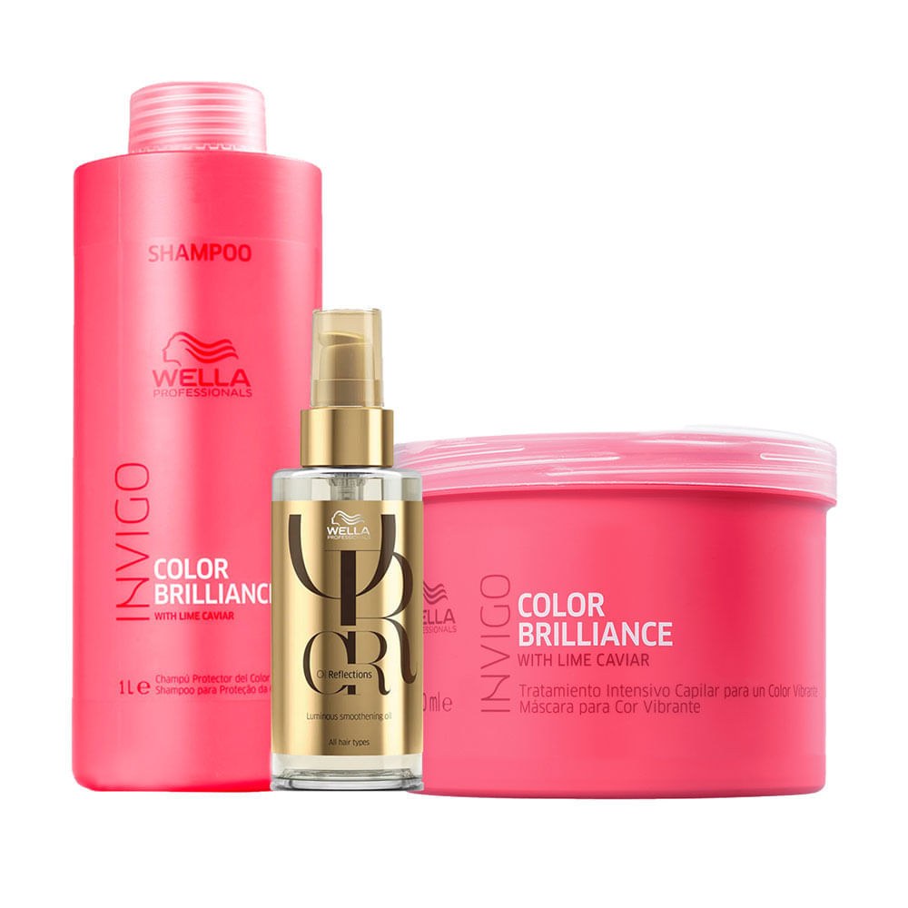 Kit Wella Professionals Invigo Color Brilliance - Shampoo 1000 ml + Máscara 500 ml + Óleo Capilar 100 ml — imagem 3 | Farmácia Resyla