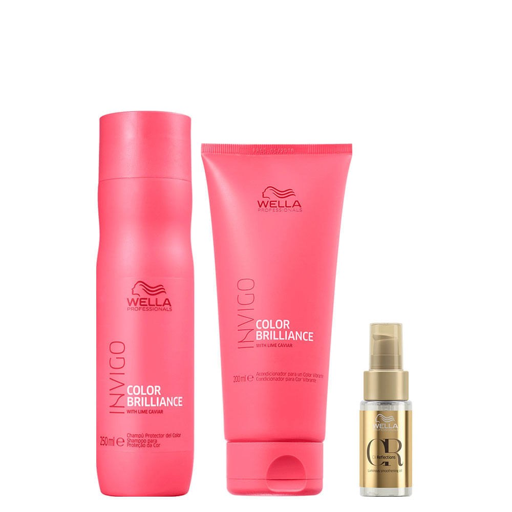Kit Wella Professionals Invigo Color Brilliance - Shampoo 250 ml + Condicionador 200 ml + Óleo Capilar 30 ml — Wella Professionals | Farmácia Resyla