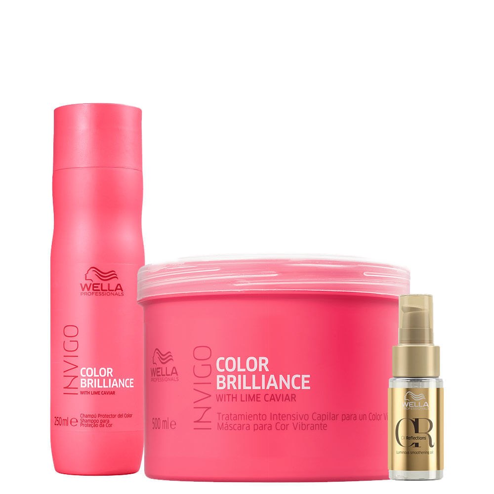 Kit Wella Professionals Invigo Color Brilliance - Shampoo 250 ml + Máscara 500 ml + Óleo Capilar 30 ml — Wella Professionals | Farmácia Resyla