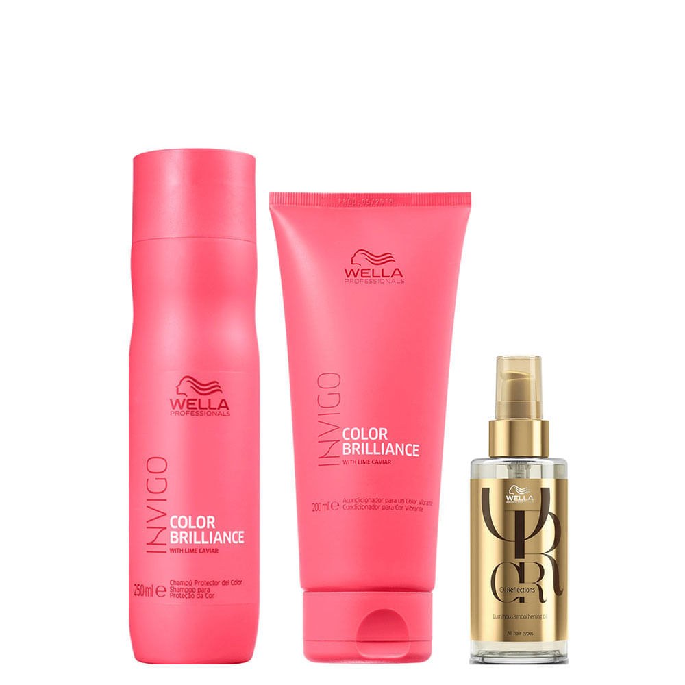 Kit Wella Professionals Invigo Color Brilliance - Shampoo 250 ml + Condicionador 200 ml + Óleo Capilar 100 ml — Wella Professionals | Farmácia Resyla