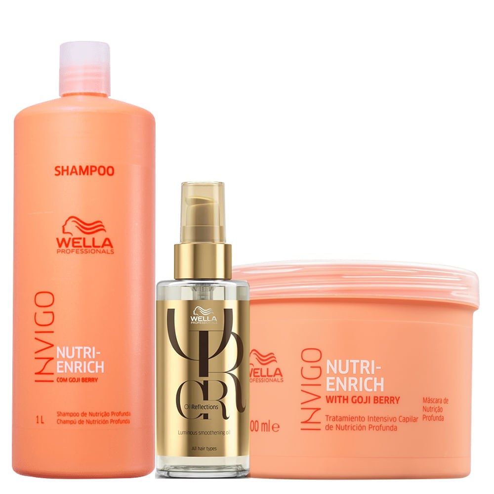 Kit Wella Professionals Invigo Nutri Enrich - Shampoo 1000 ml + Máscara 500 ml + Óleo 100 ml — Wella Professionals | Farmácia Resyla