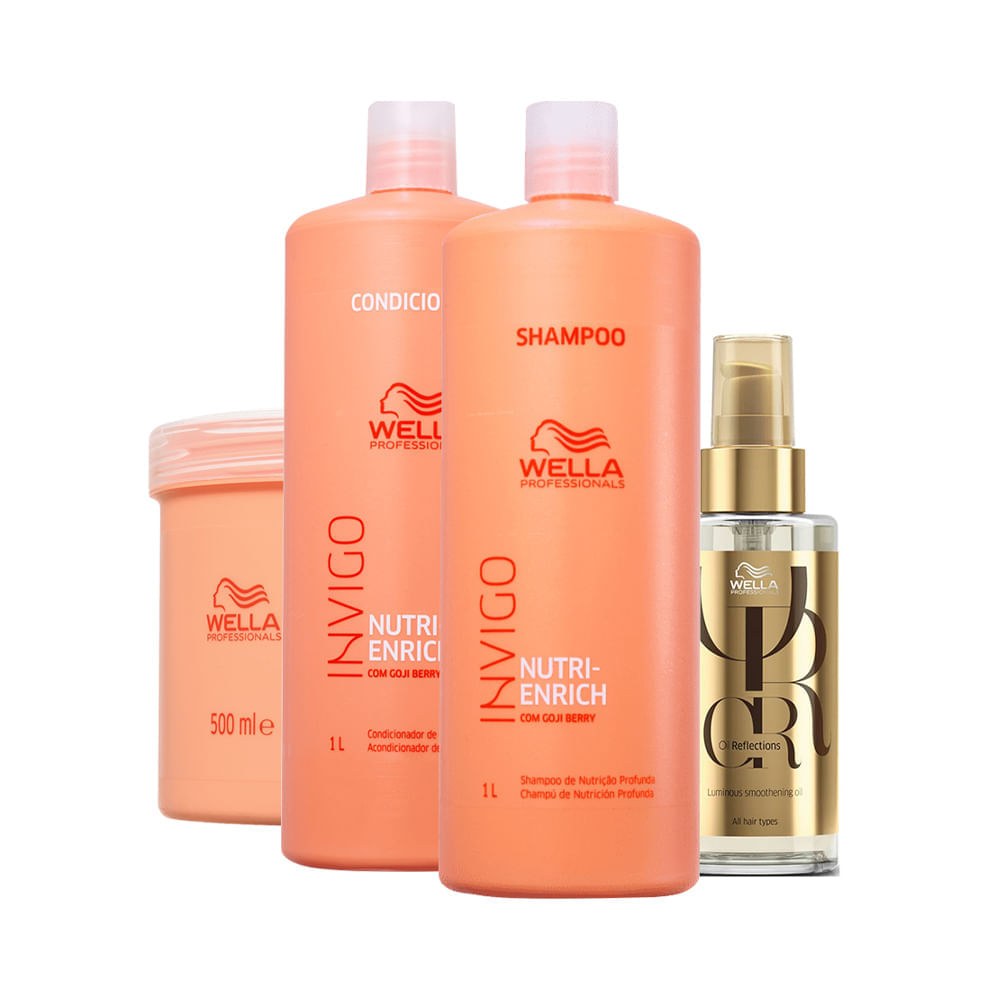 Kit Wella Professionals Invigo Nutri Enrich - Shampoo 1000 ml + Condicionador 1000 ml + Máscara 500 ml + Óleo 100 ml — imagem 4 | Farmácia Resyla