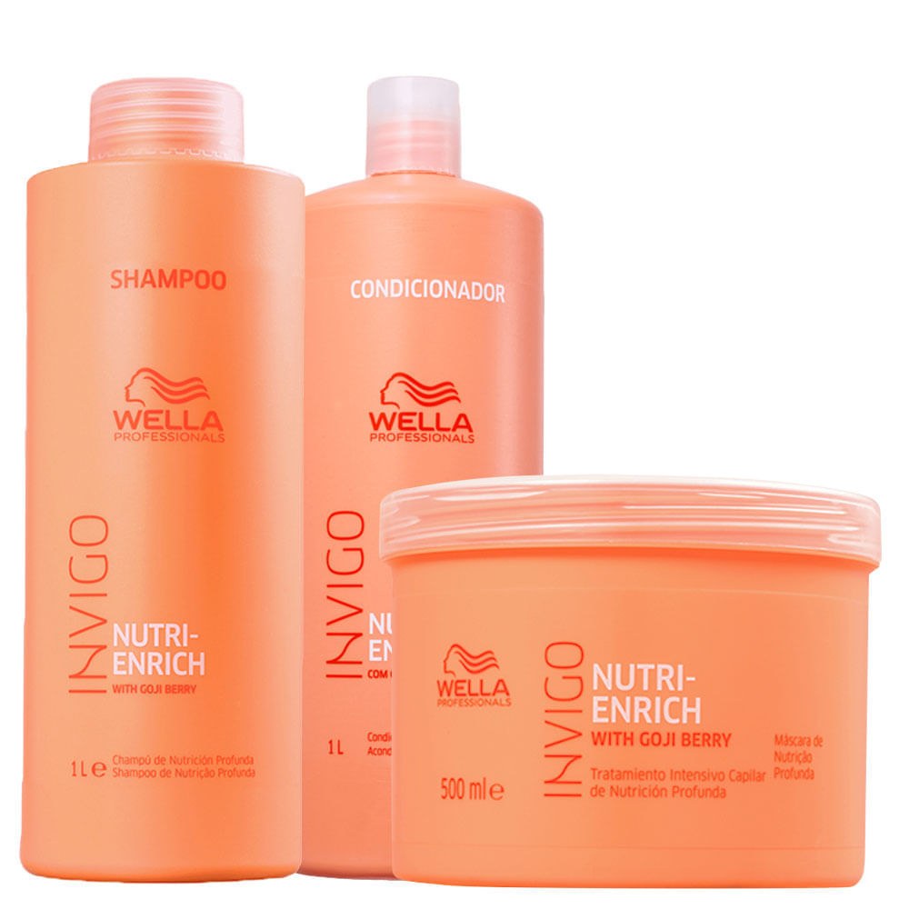 Kit Wella Professionals Invigo Nutri Enrich - Shampoo 1000 ml + Condicionador 1000 ml + Máscara 500 ml — Wella Professionals | Farmácia Resyla