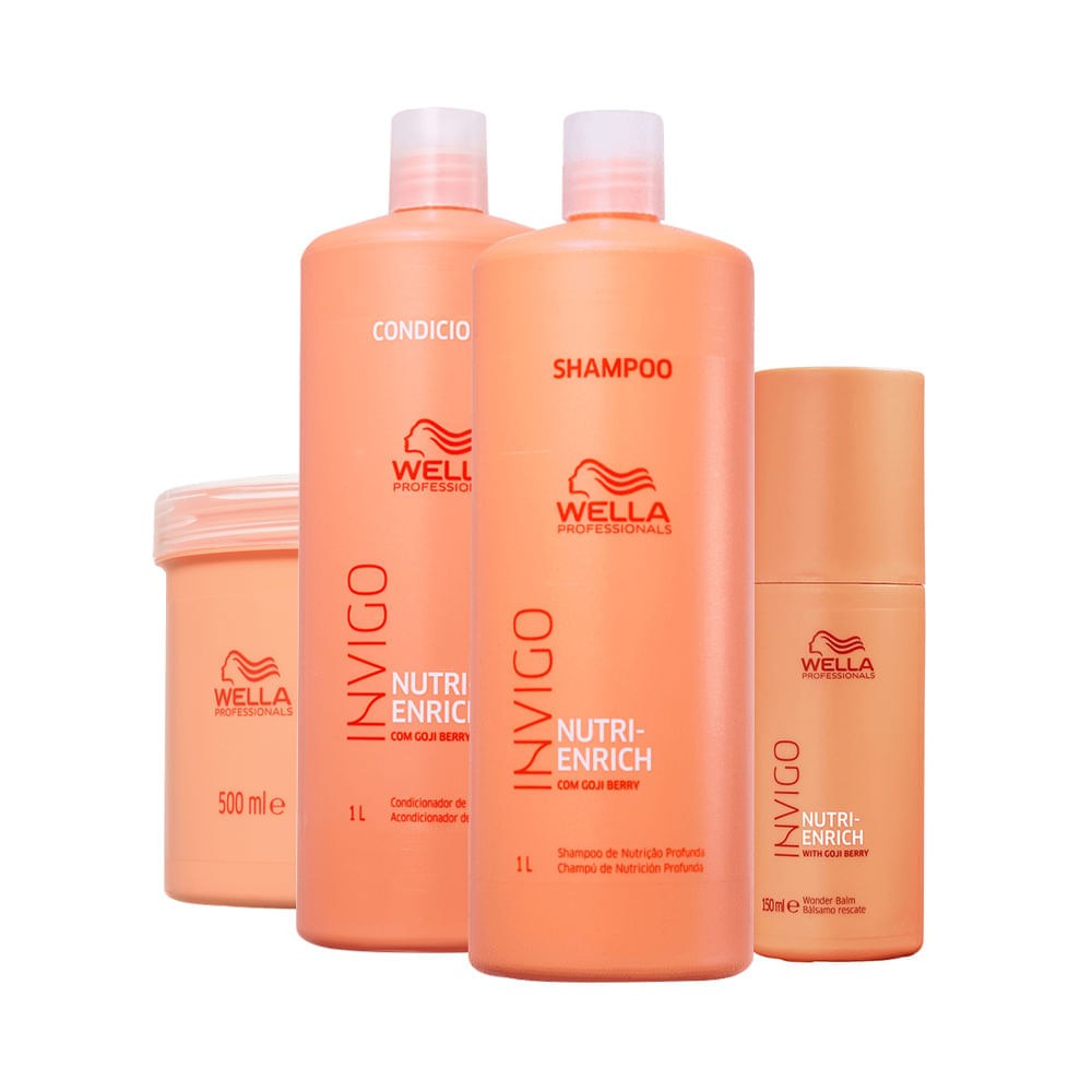 Kit Wella Professionals Invigo Nutri Enrich - Shampoo 1000 ml + Condicionador 1000 ml + Máscara 500 ml + Leave-in 150 ml — imagem 4 | Farmácia Resyla