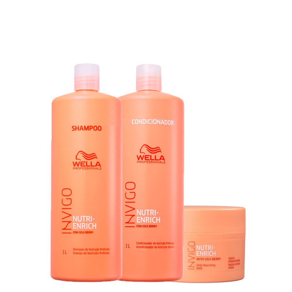 Kit Wella Professionals Invigo Nutri Enrich - Shampoo 1000 ml + Condicionador 1000 ml + Máscara 150 ml — Wella Professionals | Farmácia Resyla