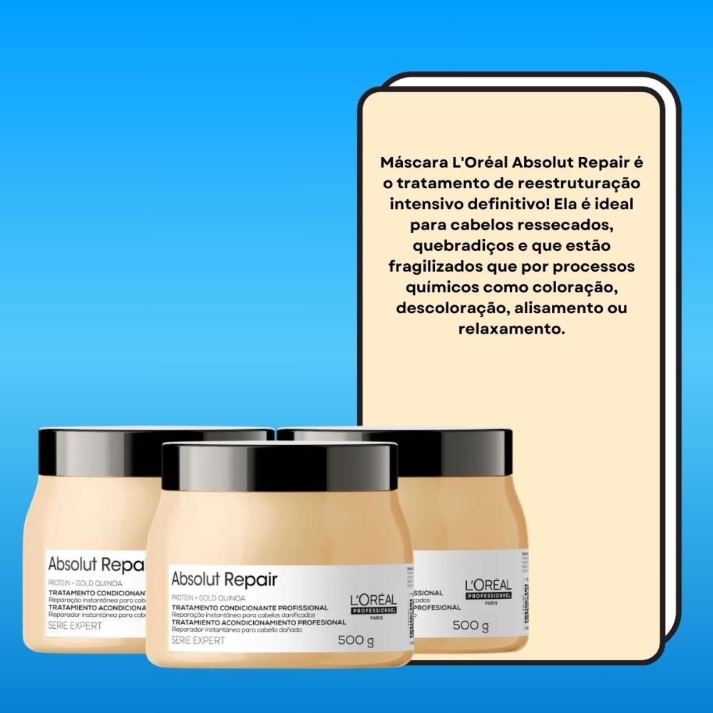 L'Oréal Absolut Repair Gold Quinoa - Kit 3 Máscaras Capilares - 500g cada — imagem 4 | Farmácia Resyla