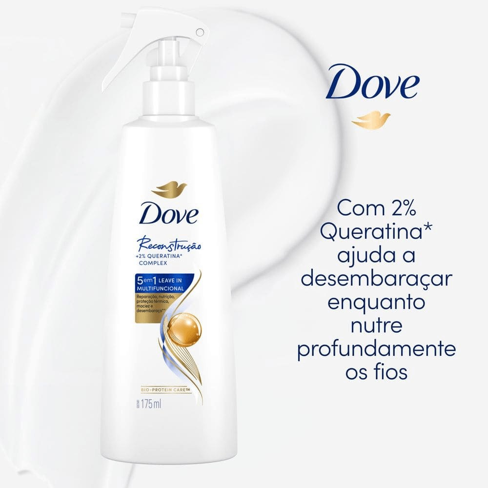 Leave-in Multifuncional Dove Reconstrução + 2% Queratina Complex 5 em 1 Spray 175ml — imagem 4 | Farmácia Resyla