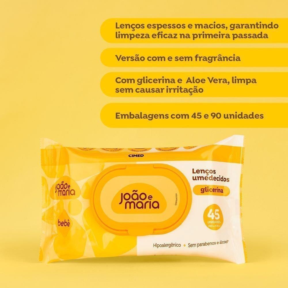 Lenços Umedecidos João e Maria Bebê Glicerina Hipoalergênico Sem Fragrância 45 Unidades — imagem 4 | Farmácia Resyla