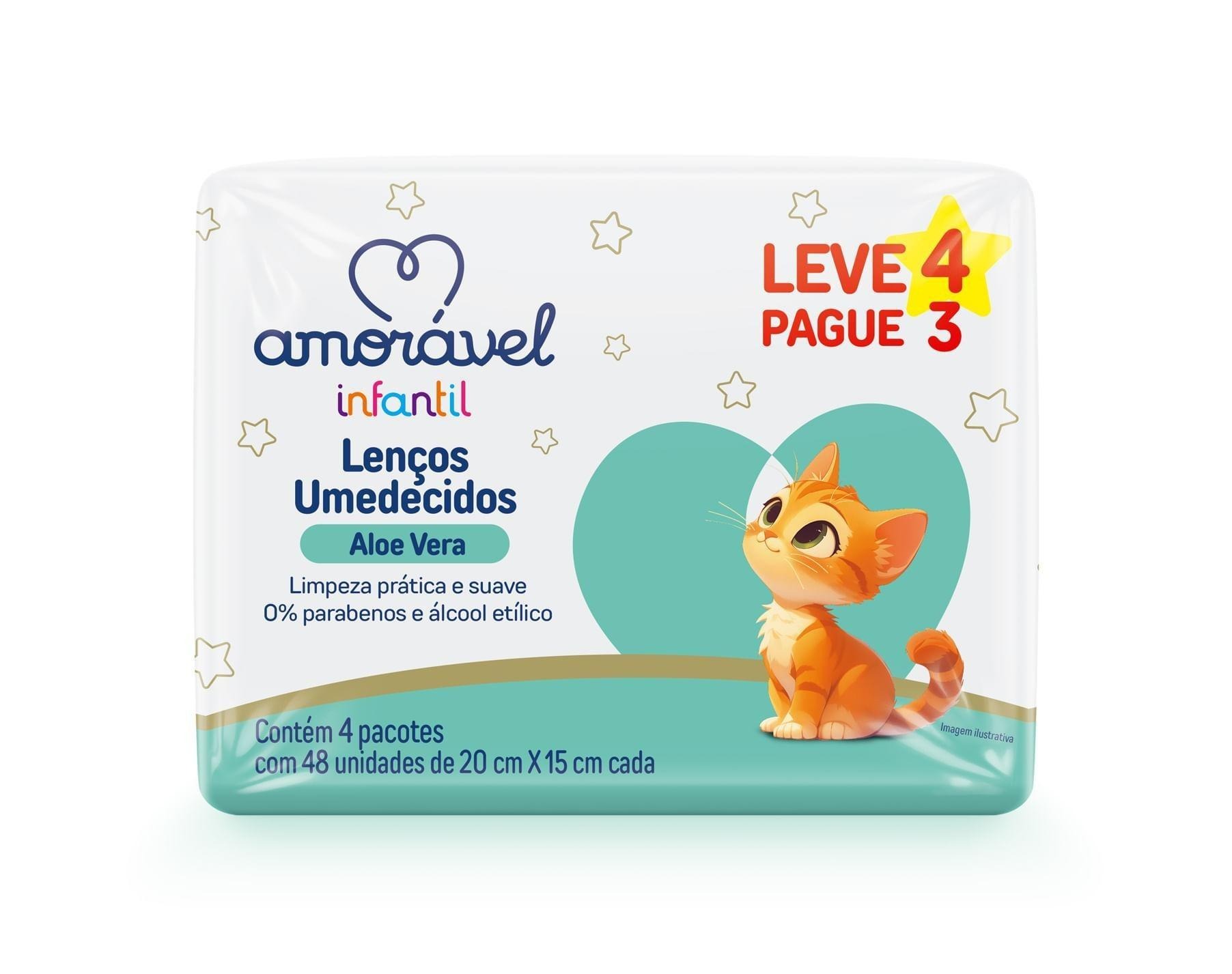 Lenços Umedecidos Amorável Aloe E Vera Com 192 Unidades Leve 4 Pague 3 — Amoravel | Farmácia Resyla
