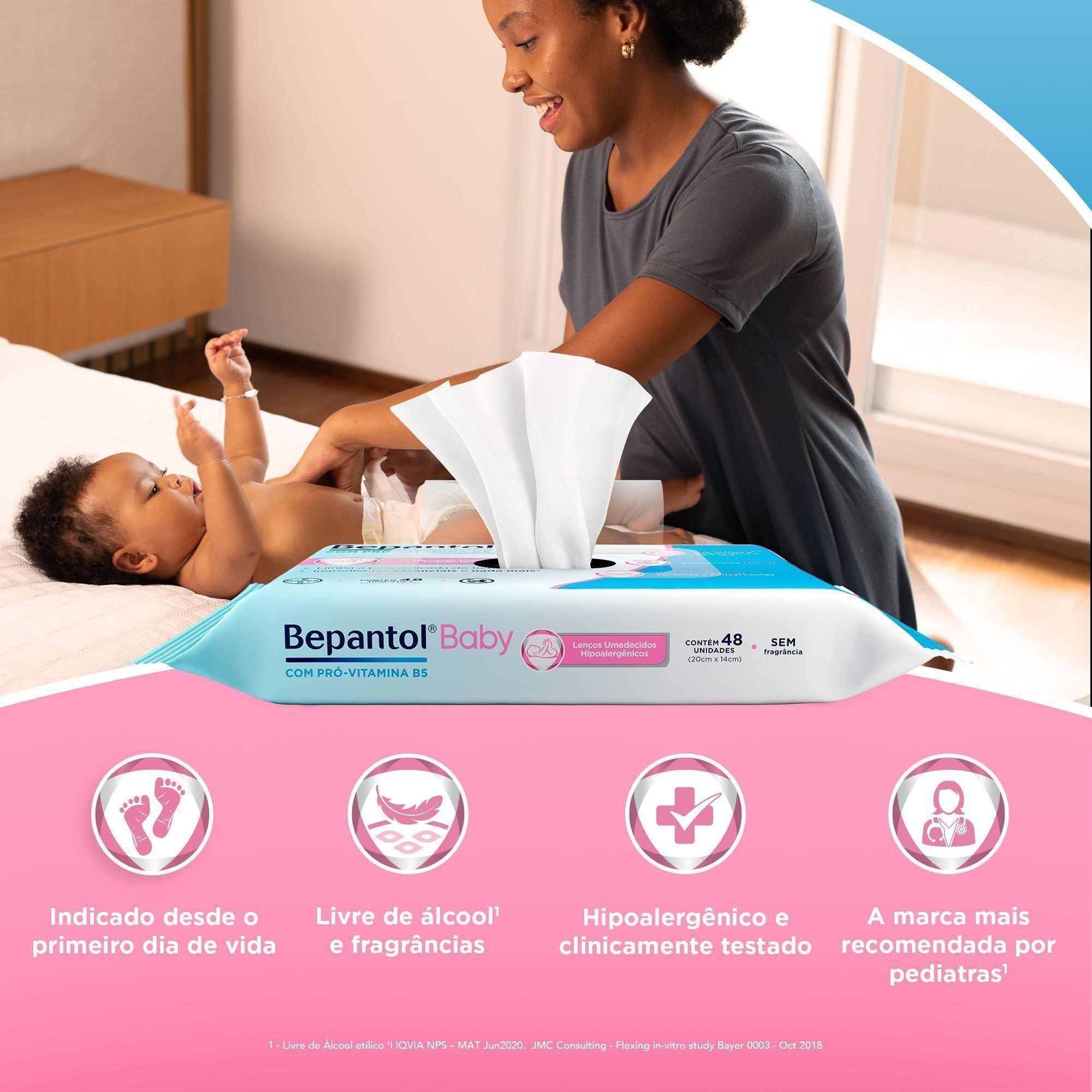 Lenços Umedecidos Bepantol Baby Sem Fragrância Hipoalergênico com Pró-Vitamina B5 48 Unidades 4 pacotes Leve 4 Pague 3 — imagem 2 | Farmácia Resyla