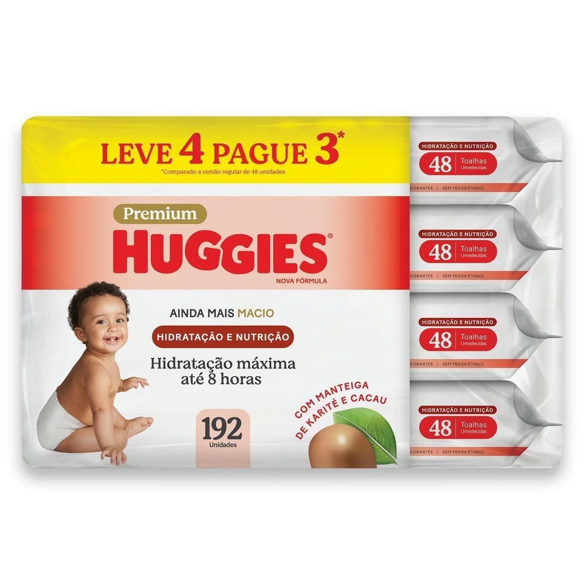 Lenços Umedecidos Huggies Hidratação e Nutrição Contra Assaduras 192 Unidades — Huggies | Farmácia Resyla