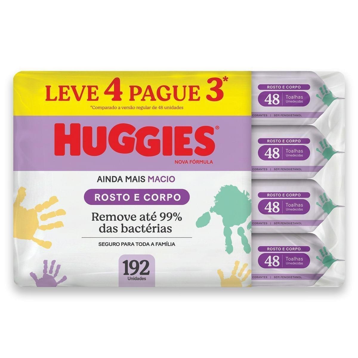 Lenços Umedecidos Huggies Rosto e Corpo Limpeza 4 x 48 Un — Huggies | Farmácia Resyla