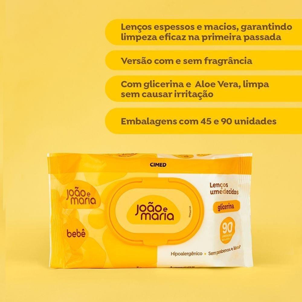 Lenços Umedecidos João e Maria Bebê Glicerina Hipoalergênico Sem Fragrância 90 Unidades — imagem 4 | Farmácia Resyla