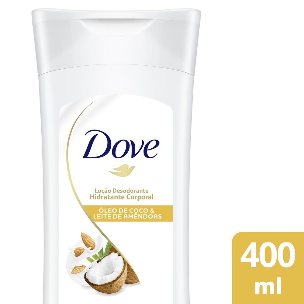 Loção Corporal Dove Hidratante Óleo de Coco e Leite de Amêndoas 72h 400ml — Dove | Farmácia Resyla