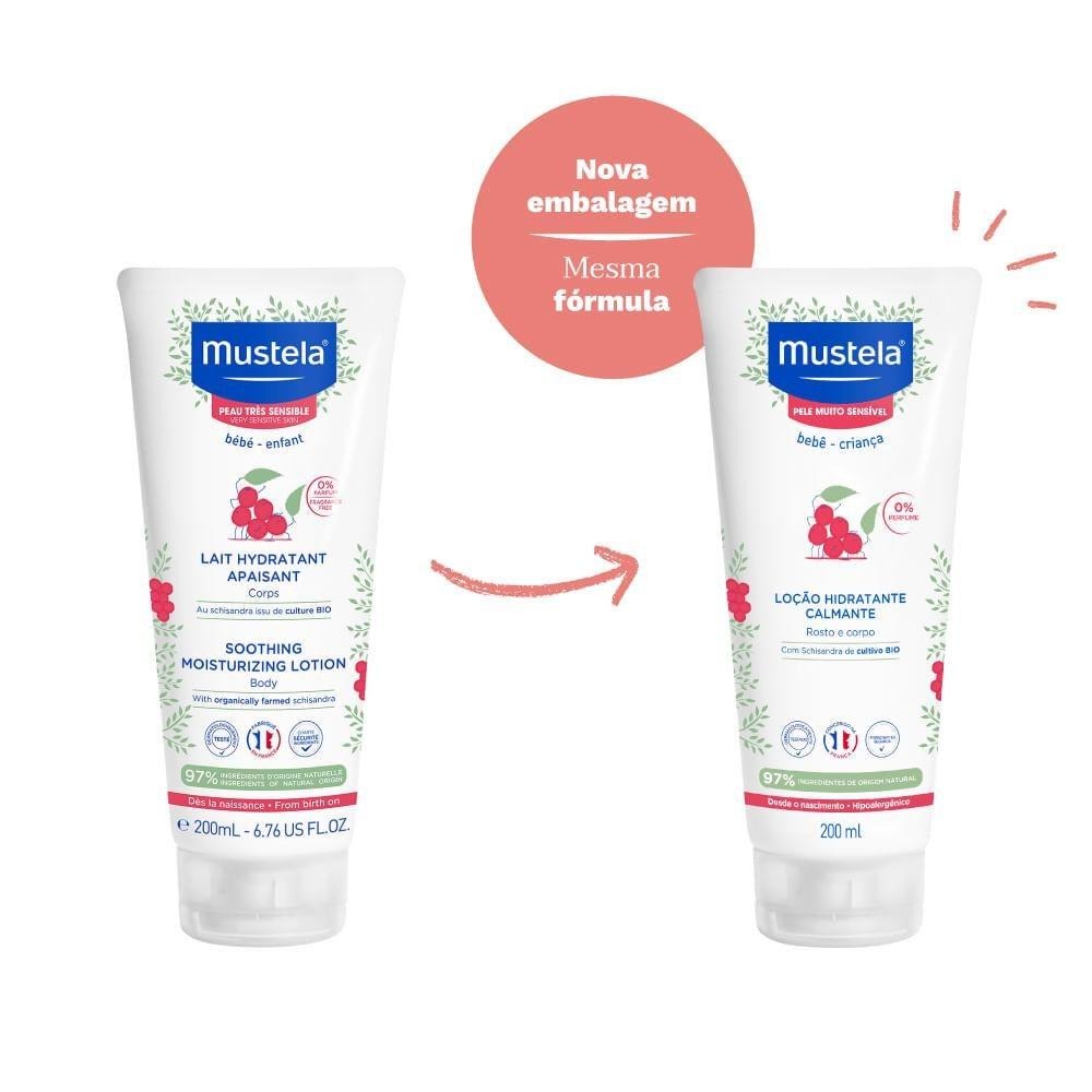 Loção Hidratante Mustela Pele Muito Sensível Bebê Calmante Sem Perfume 200ml — imagem 3 | Farmácia Resyla