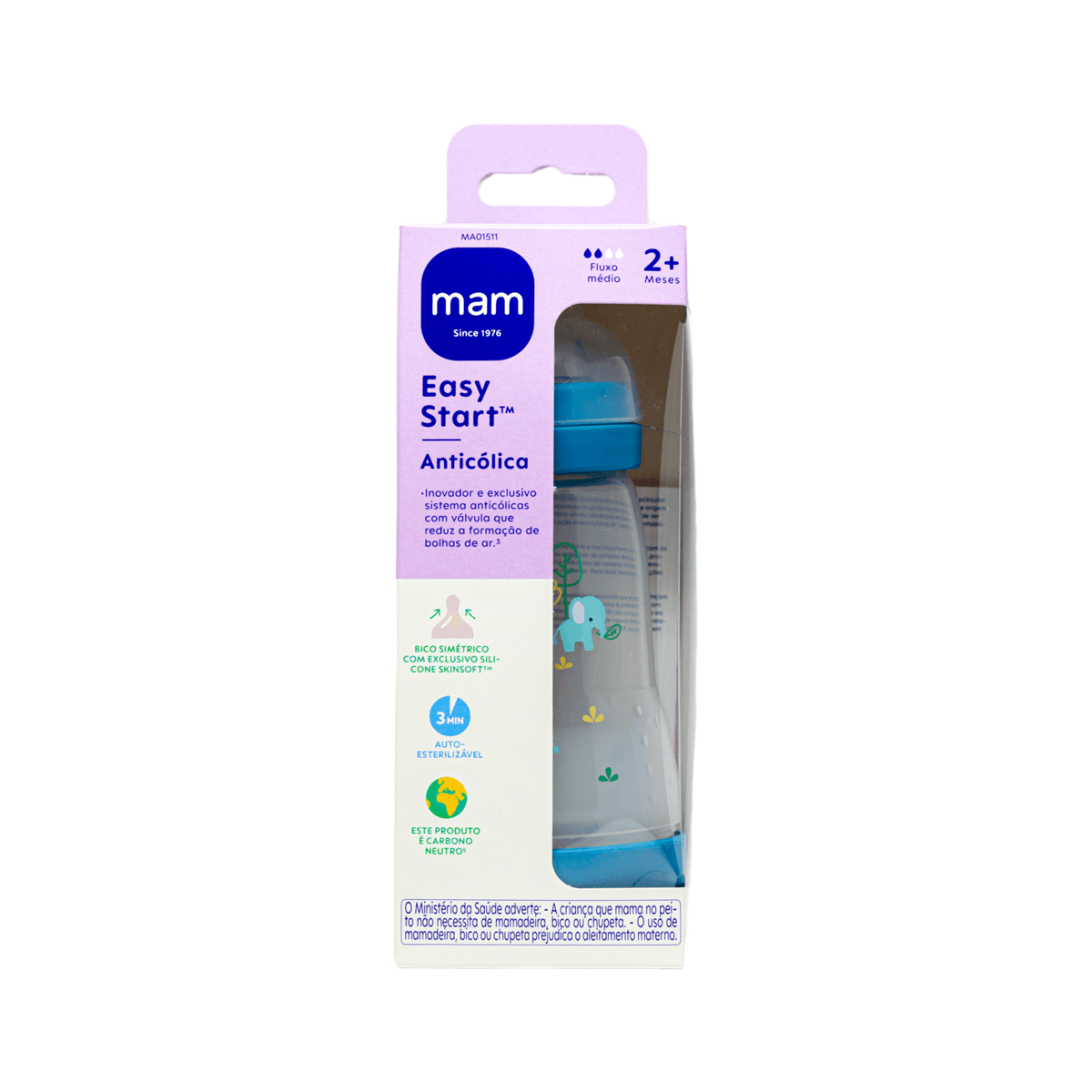 Mamadeira MAM Easy Start Anticólica +2 meses Azul 260ml 1 Unidade — Mam | Farmácia Resyla