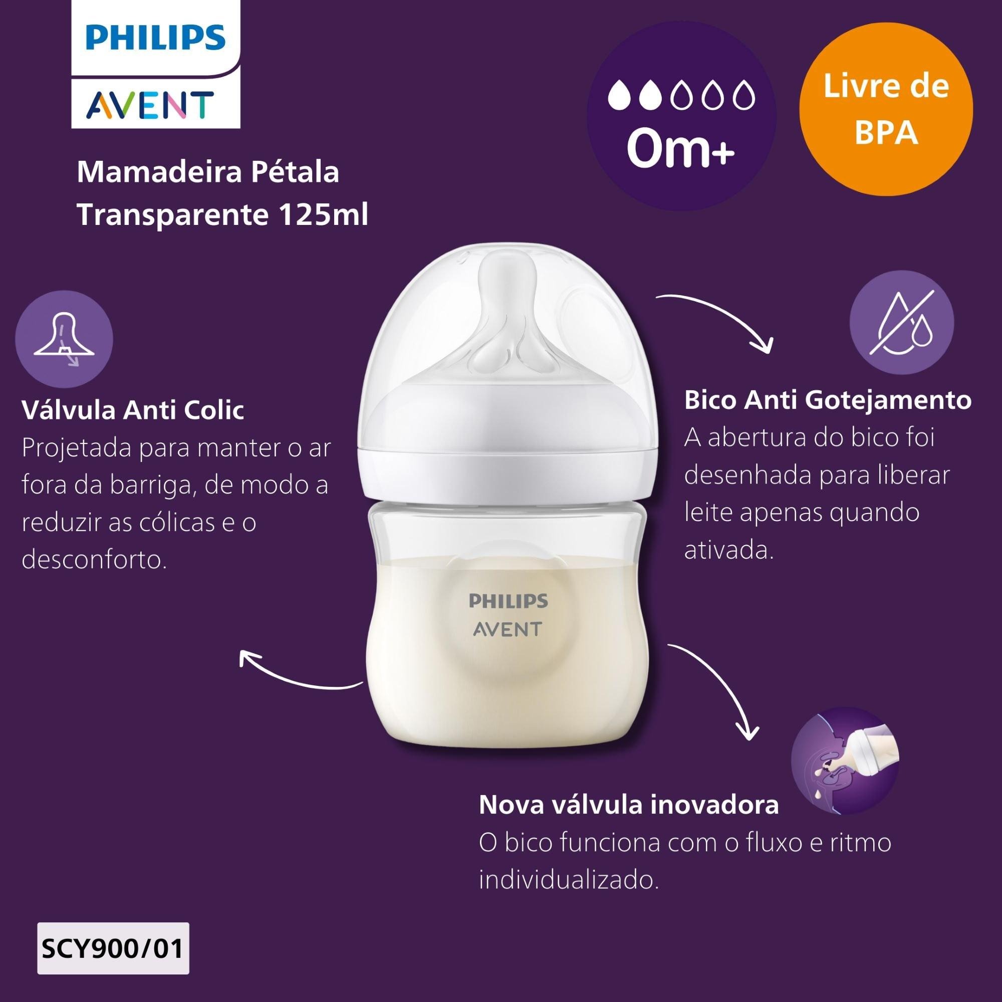 Mamadeira Philips Avent Pétala +0 meses Anticólica Fluxo Lento Tamanho 3 125ml 1 Unidade — imagem 3 | Farmácia Resyla