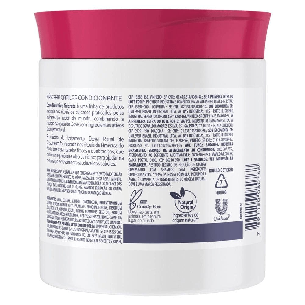 Masc Cap Dove Cond Nutricao Inte Ritual De Cresc 1 Min 500g — imagem 3 | Farmácia Resyla