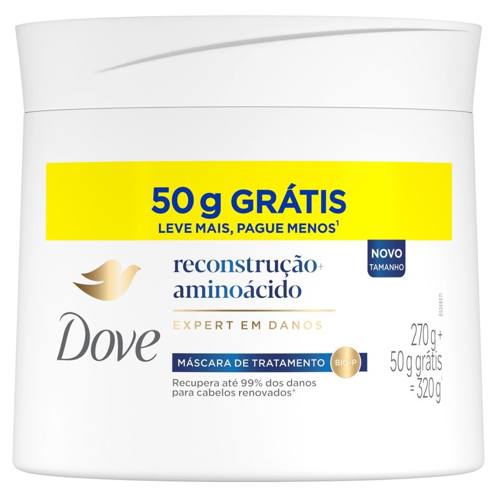 Máscara De Tratamento 2 Em 1 Dove Reconstrução + Aminoácido 320g — Dove | Farmácia Resyla