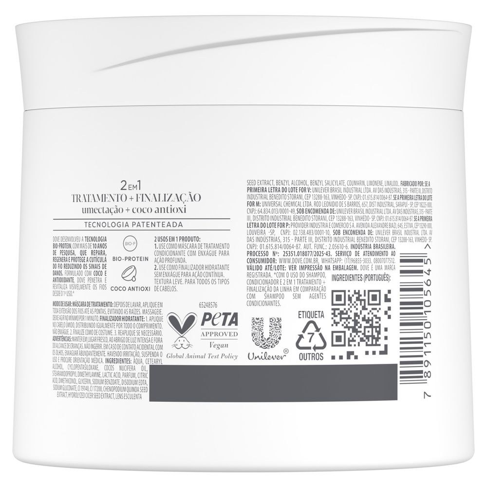 Máscara De Tratamento Capilar Dove Umectação + Coco Antioxi 320g — imagem 3 | Farmácia Resyla