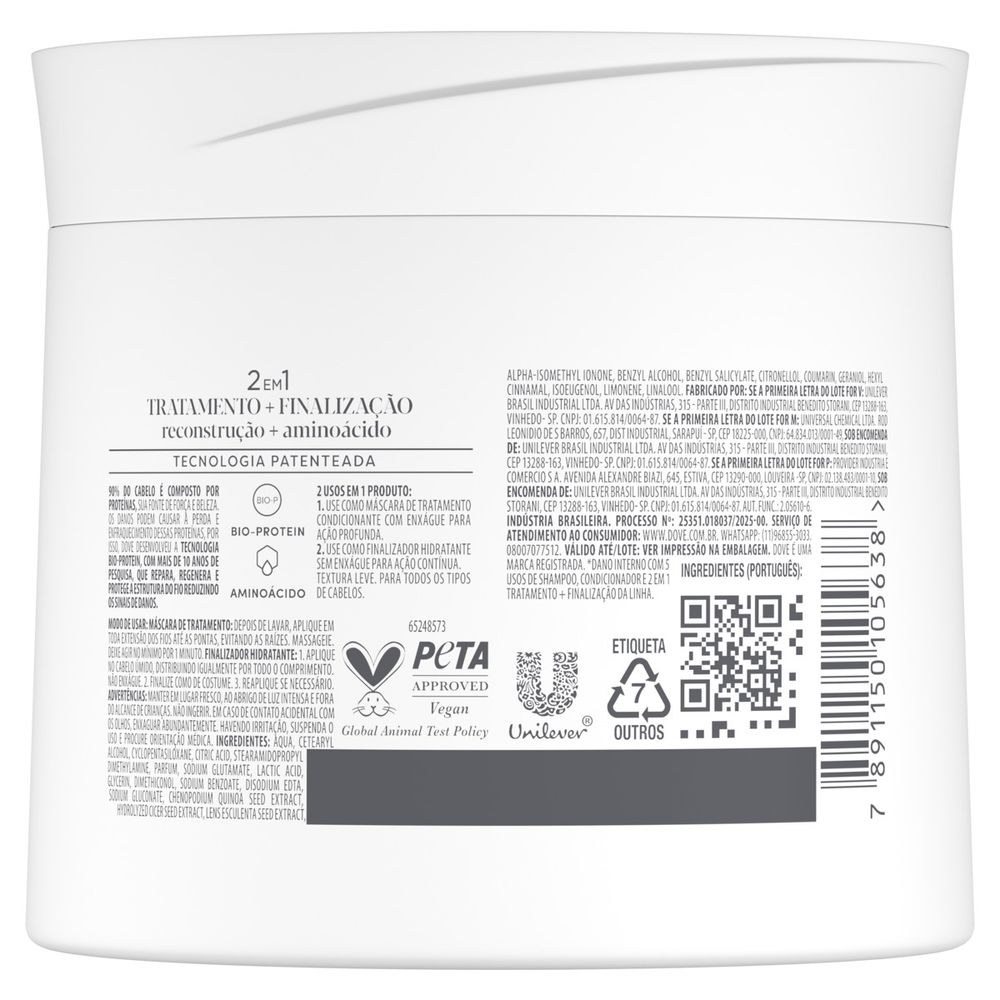 Máscara De Tratamento Dove Reconstrução + Aminoácido 320g — imagem 2 | Farmácia Resyla