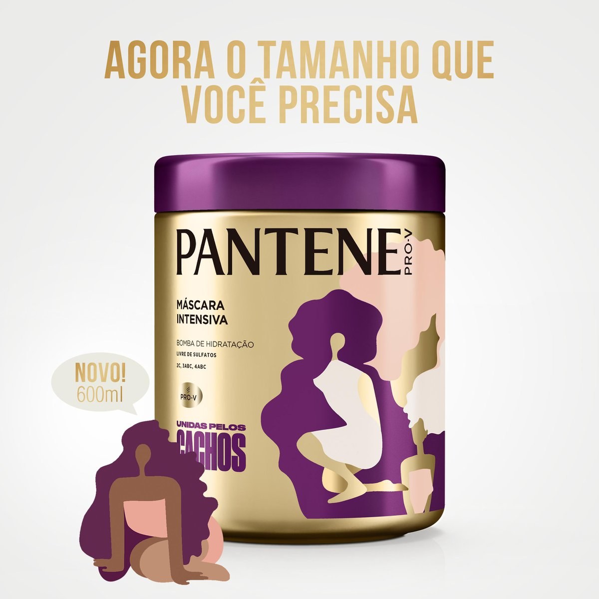 MÁSCARA INTENSIVA PANTENE UNIDAS PELOS CACHOS 600ML — imagem 4 | Farmácia Resyla