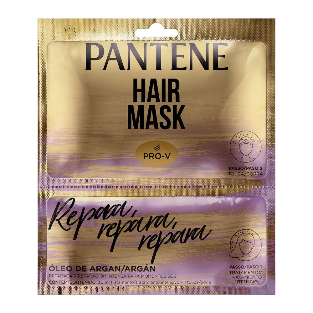 Máscara para cabelo Pantene Repara,fRepara, Repara Óleo de Argan 30 ml tratamento intensivo + touca — Pantene | Farmácia Resyla