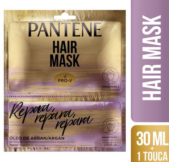 Máscara para cabelo Pantene Repara,fRepara, Repara Óleo de Argan 30 ml tratamento intensivo + touca — imagem 2 | Farmácia Resyla