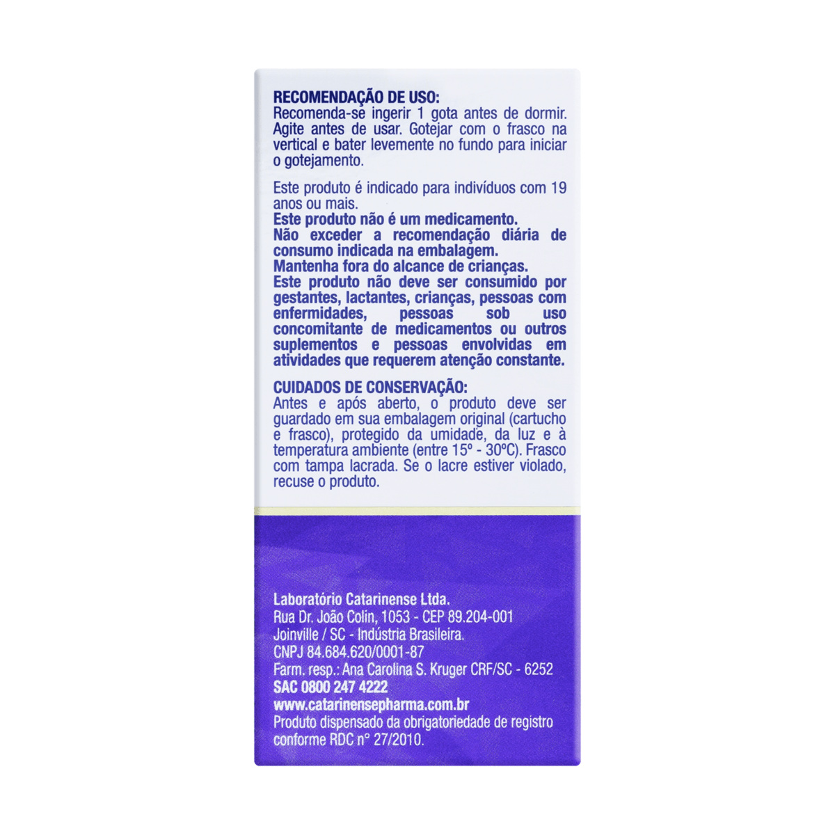 Melatonina Catarinense Nutrição 0,21mg Sem Sabor Gotas 20ml — imagem 3 | Farmácia Resyla