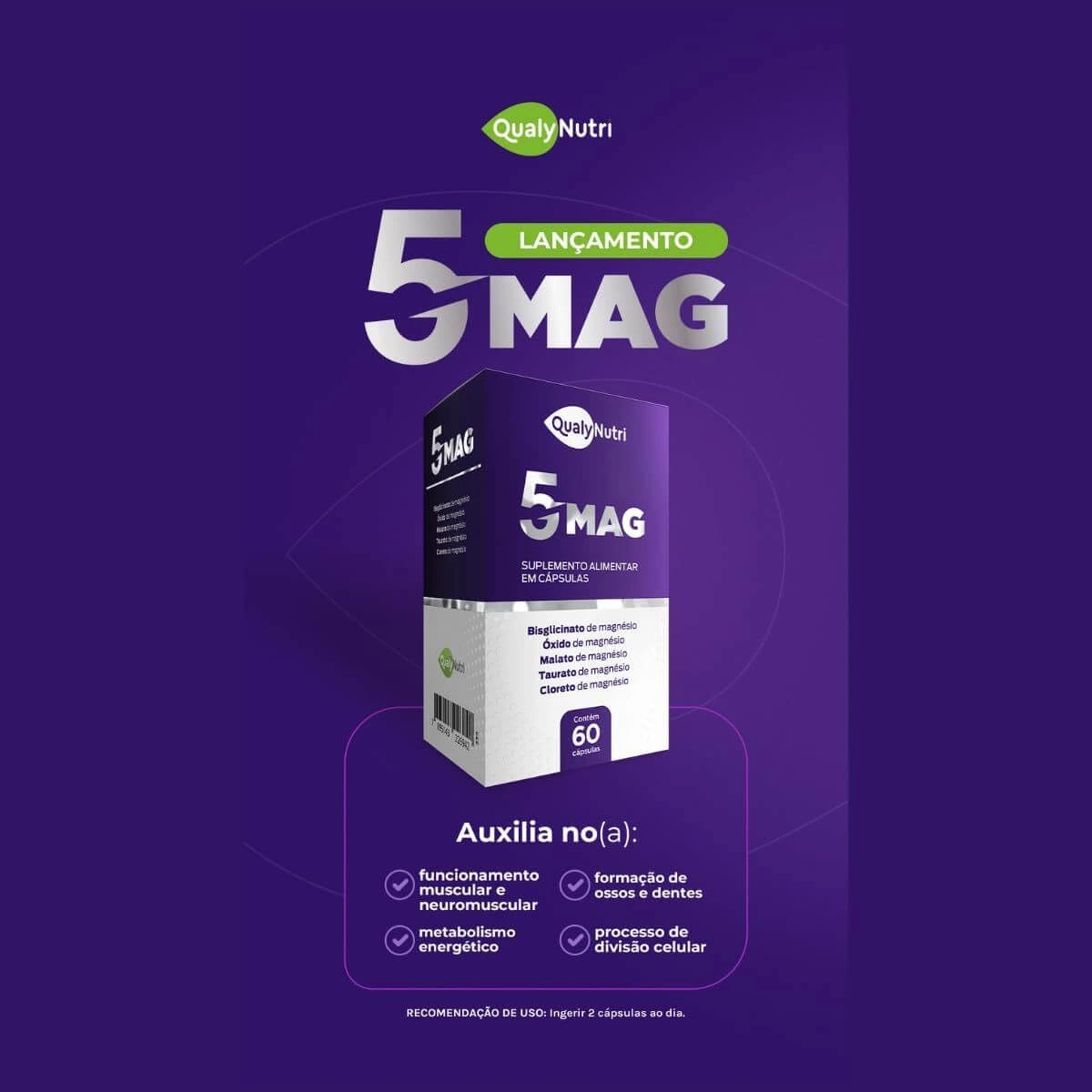 5MAG 500MG 60CAPS - QUALY NUTRI — imagem 2 | Farmácia Resyla