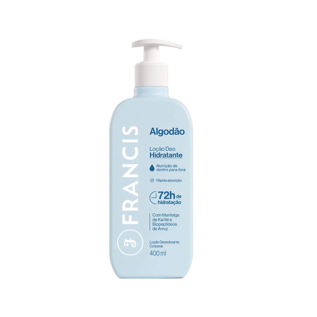 LOCAO HIDRATANTE CORPORAL FRANCIS ALGODAO 400ML — Francis | Farmácia Resyla
