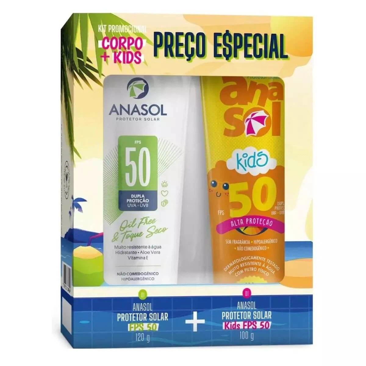 KIT PROTETOR SOLAR CORPORAL ANASOL FPS50 120G + KIDS FP50 100G — imagem 2 | Farmácia Resyla