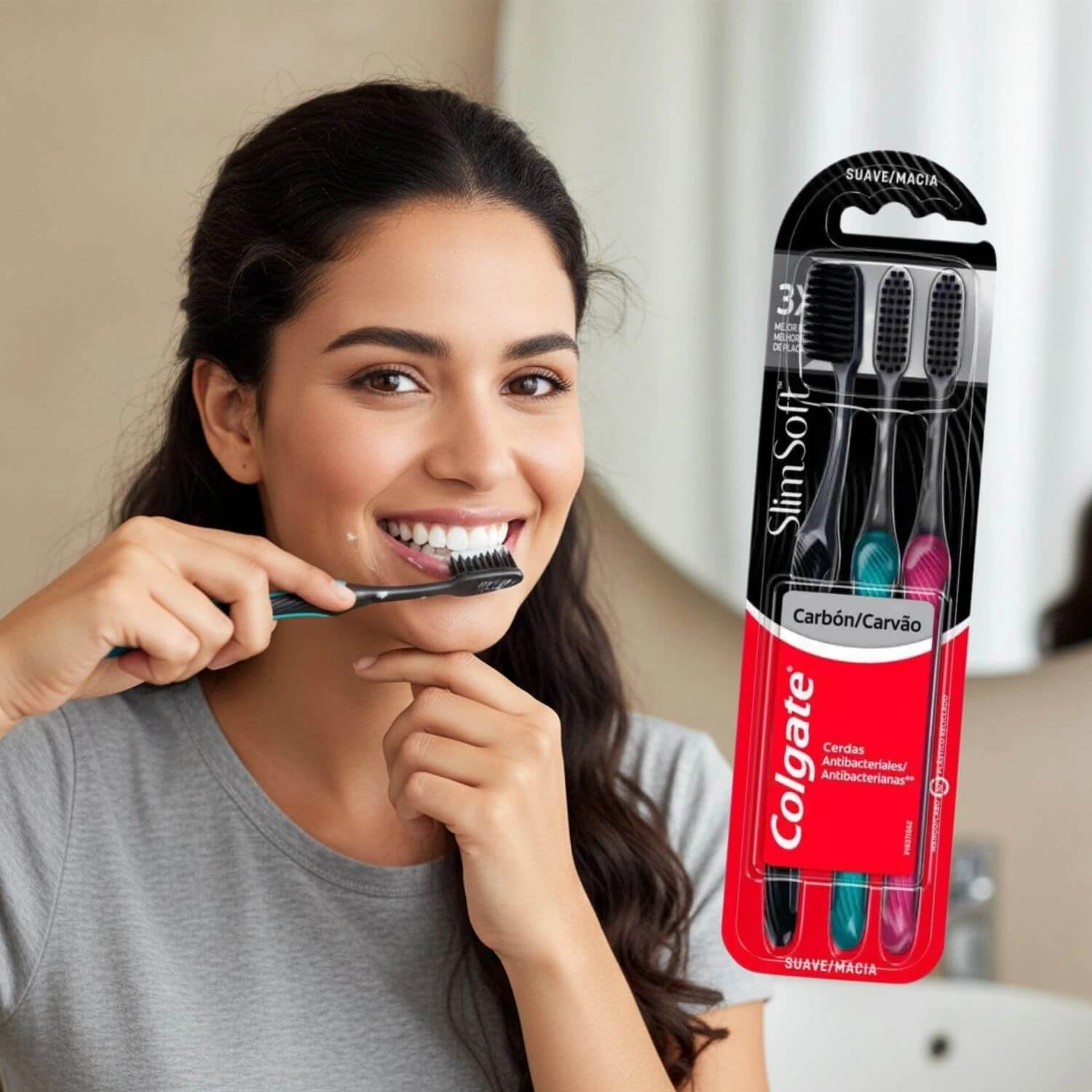 ESCOVA DE DENTE COLGATE SLIMSOFT BLACK 3UN — imagem 3 | Farmácia Resyla