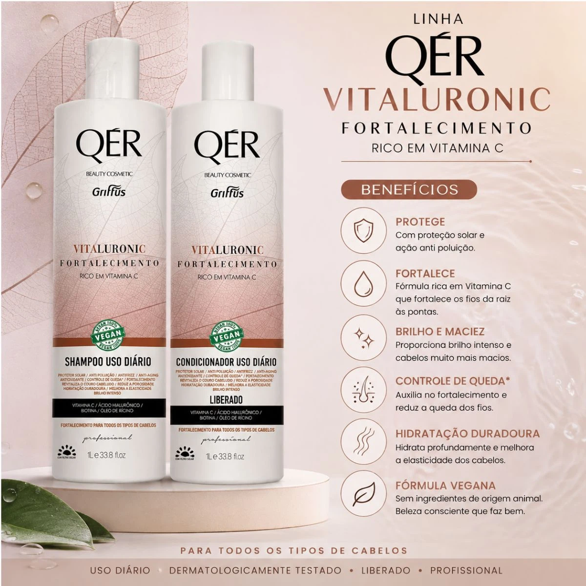 KIT GRIFFUS QER SHAMPOO+CONDICIONADOR VITALLURONIC 1L — imagem 2 | Farmácia Resyla