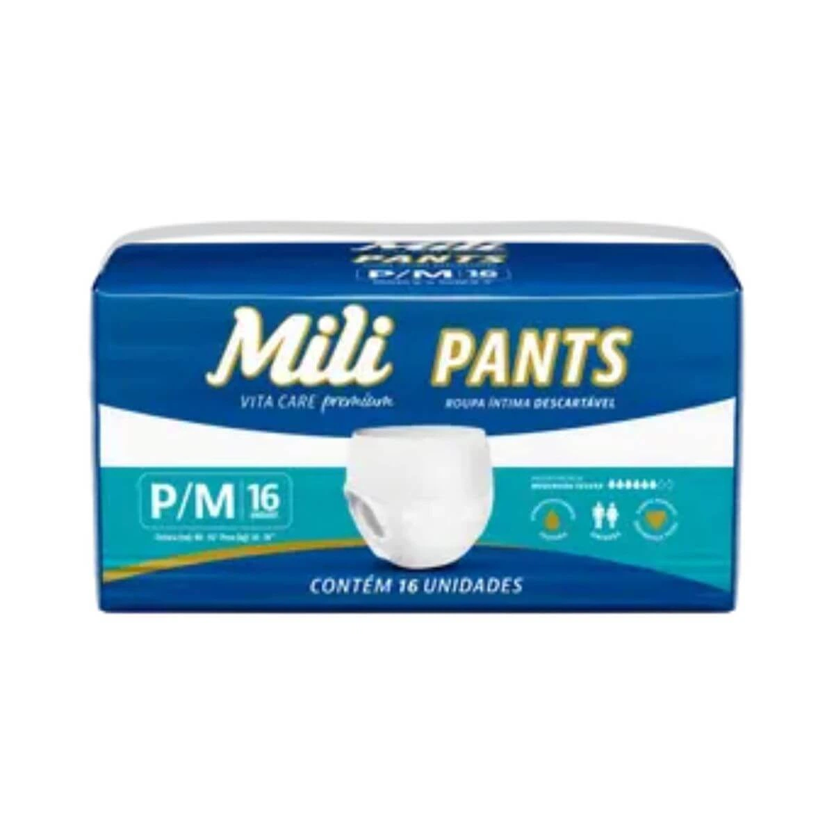 FRALDA GERIÁTRICA MILI VITA CARE PANTS P/M C/16UN — Mili | Farmácia Resyla