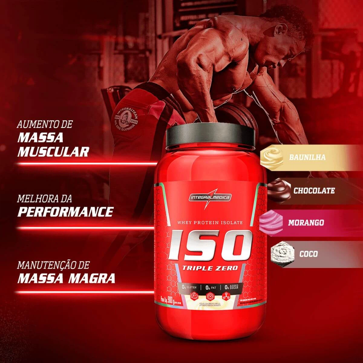 WHEY ISOLADO ISO TRIPLE ZERO INTEGRALMEDICA SABOR MORANGO 907G — imagem 3 | Farmácia Resyla
