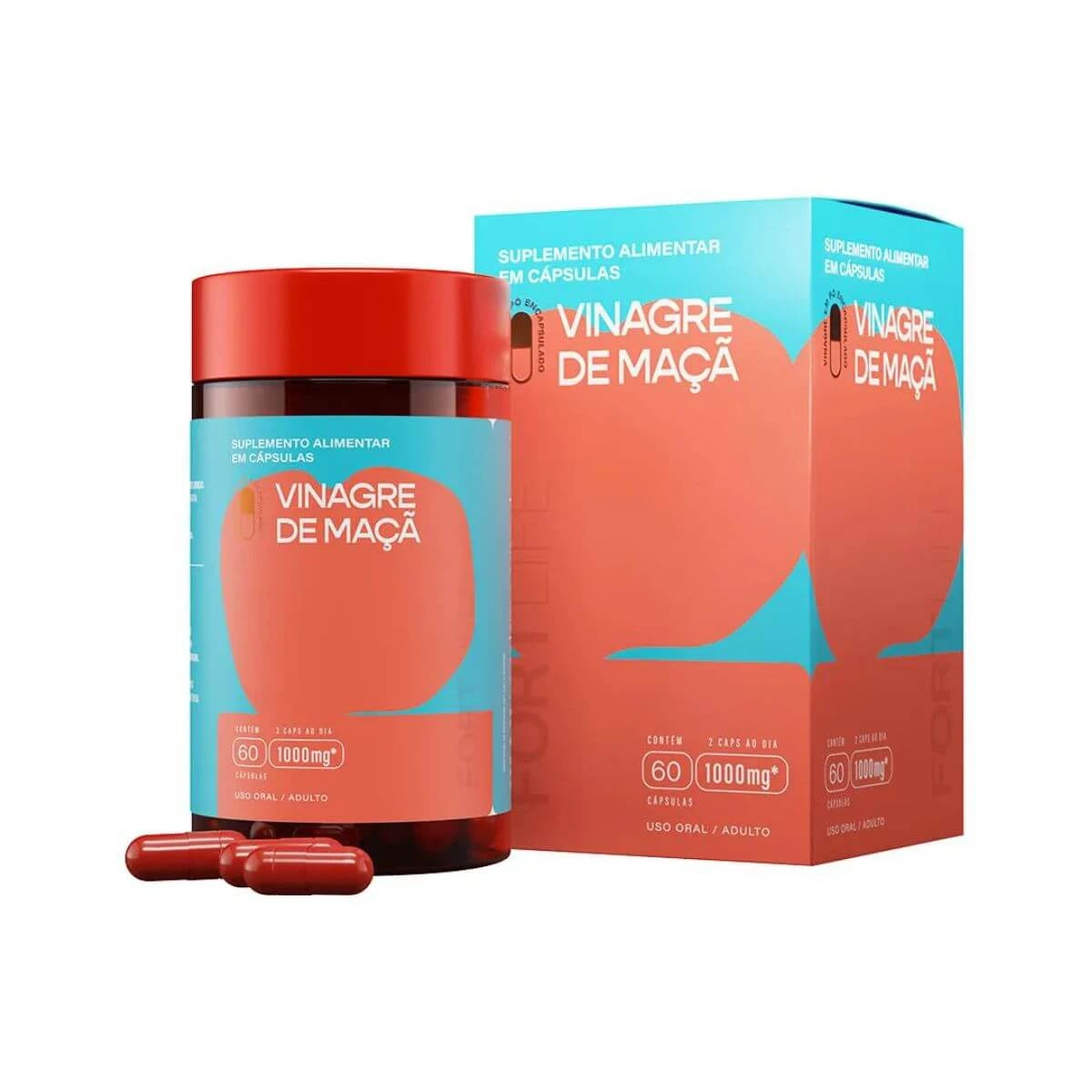 VINAGRE DE MACA VERMELHA 1000MG 60UN - FORTLIFE — Fortlife | Farmácia Resyla