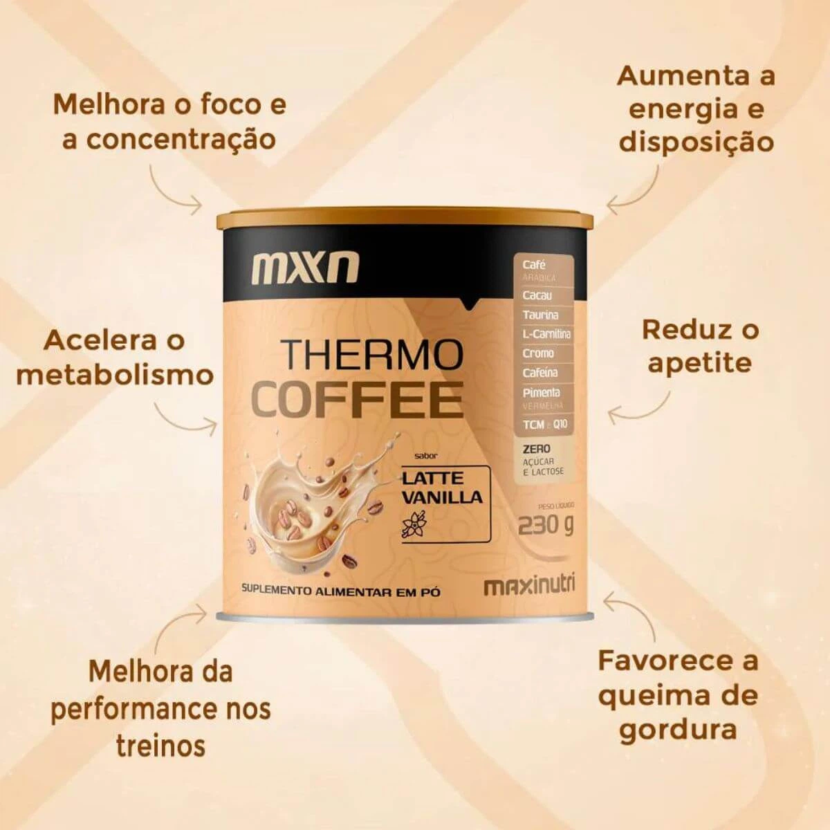 THERMO COFFEE SABOR LATTE VANILLA MAXINUTRI 230G — imagem 2 | Farmácia Resyla